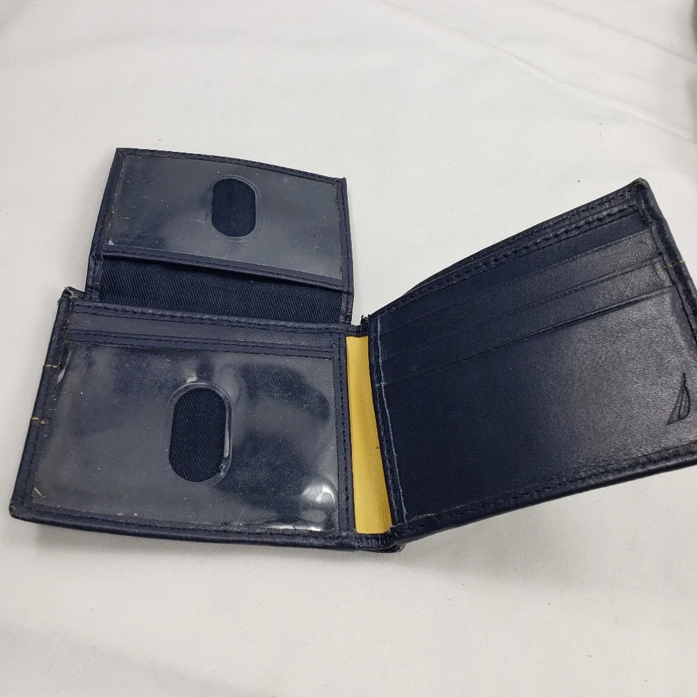 Nautica Leather Blue Bifold Wallet Unisex